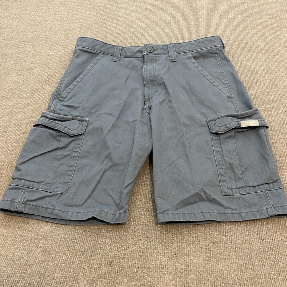 Wrangler Cargo Shorts Mens 30 Fits 32 Gray Cotton‎ Canvas Pockets Casual Summer